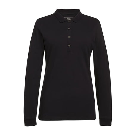 Brook Taverner Anna Womens Long Sleeve Polo Shirt Black Size L - BA009-L Polo Shirts Brook Taverner   