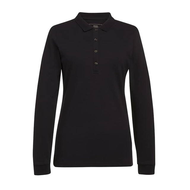 Brook Taverner Anna Womens Long Sleeve Polo Shirt Black Size L - BA009-L Polo Shirts Brook Taverner   