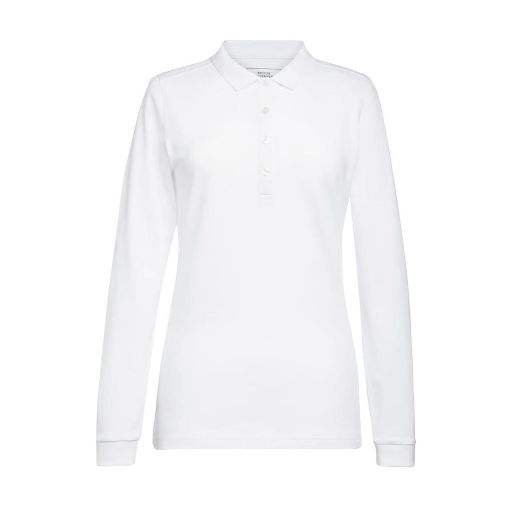 Brook Taverner Anna Womens Long Sleeve Polo Shirt White Size L - BA141-L Polo Shirts Brook Taverner   