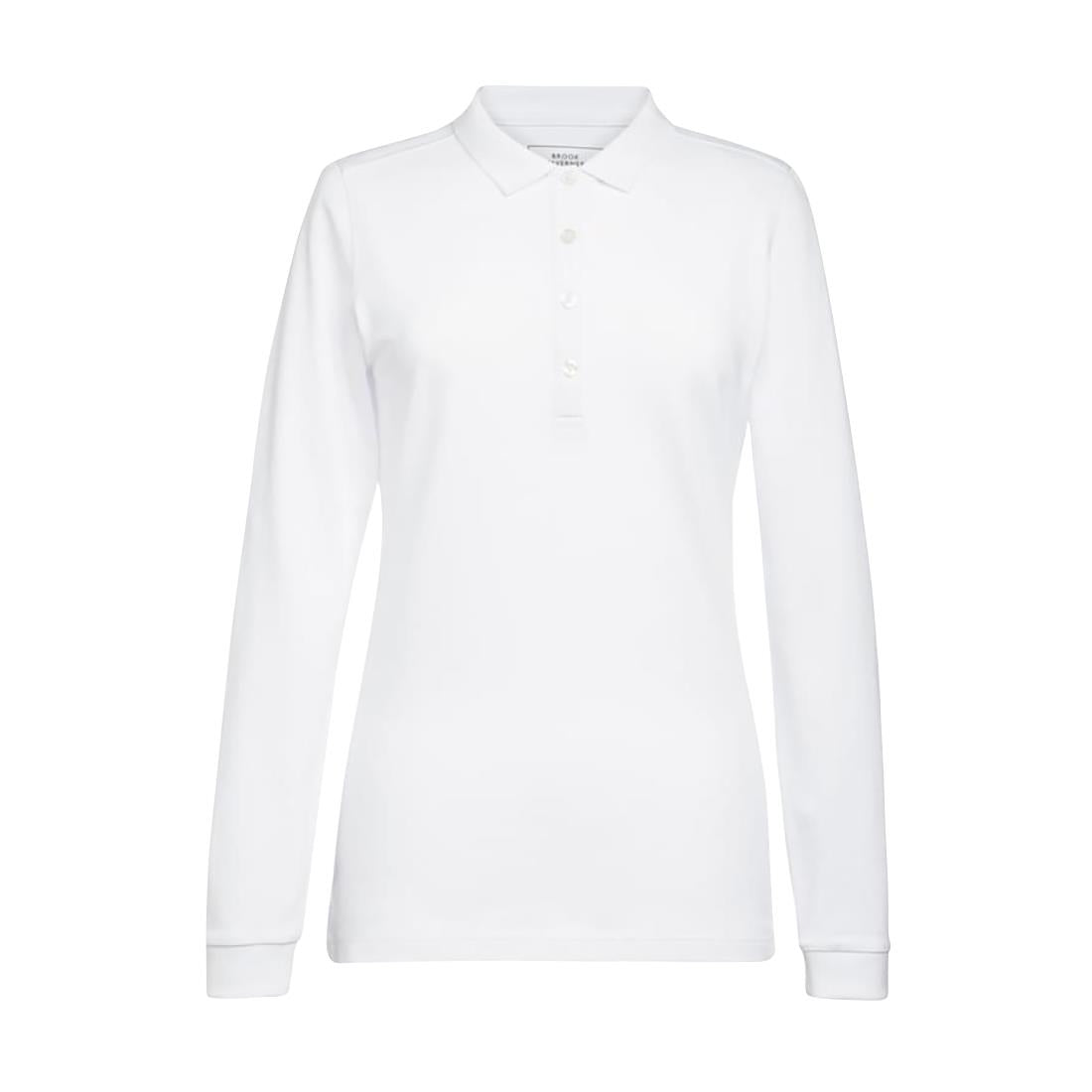 Brook Taverner Anna Womens Long Sleeve Polo Shirt White Size L - BA141-L Polo Shirts Brook Taverner   