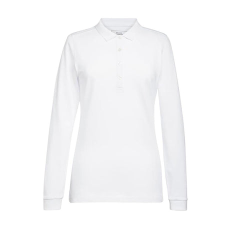 Brook Taverner Anna Womens Long Sleeve Polo Shirt White Size S - BA141-S Polo Shirts Brook Taverner   