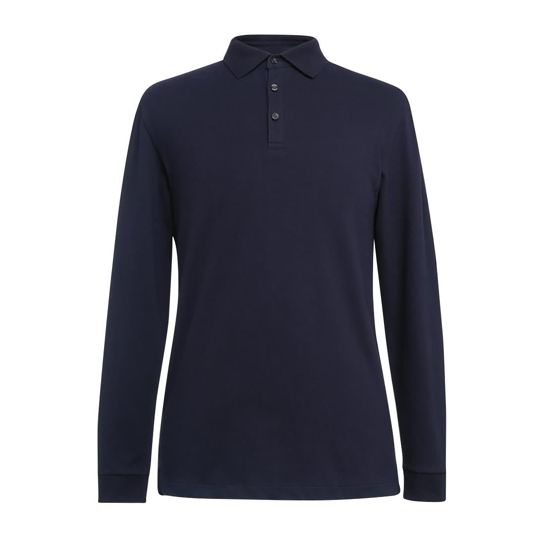 Brook Taverner Frederick Mens Long Sleeve Polo Shirt Navy Size L - BA142-L Polo Shirts Brook Taverner   