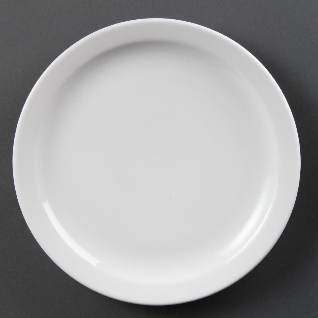 Olympia Whiteware Narrow Rimmed Plates 250mm (Pack of 12) - CB490 Plates Olympia