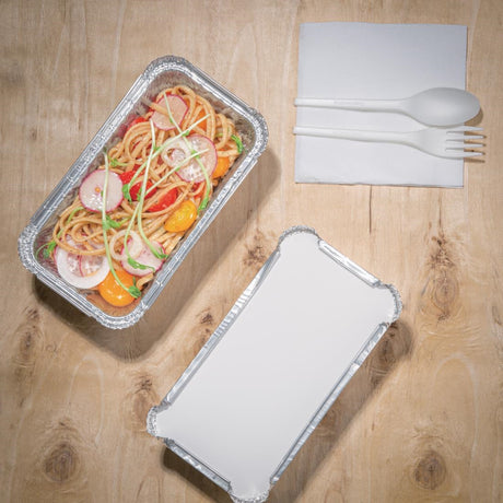 Nisbets Essentials Foil Containers and Lids 250ml (Pack of 50) - DP264 Takeaway Food Containers Nisbets Essentials   