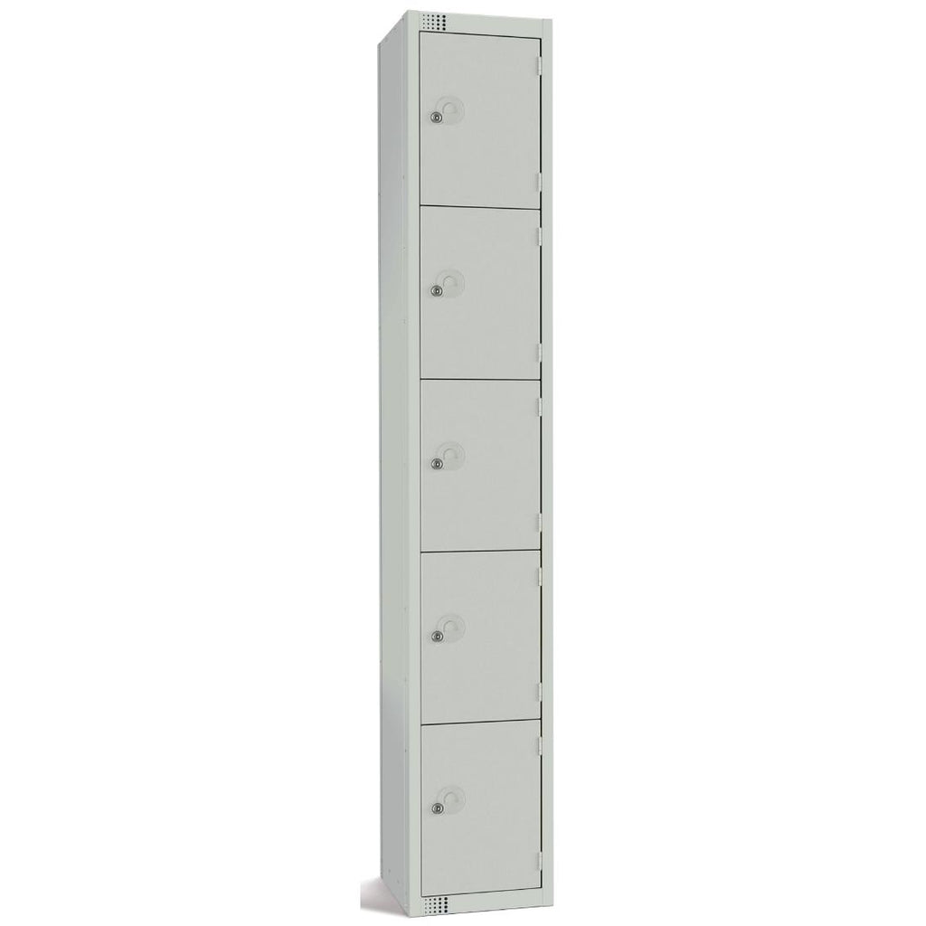 Elite Five Door Camlock Locker Grey - CG610-C Steel Lockers 300mm Deep Elite Lockers   