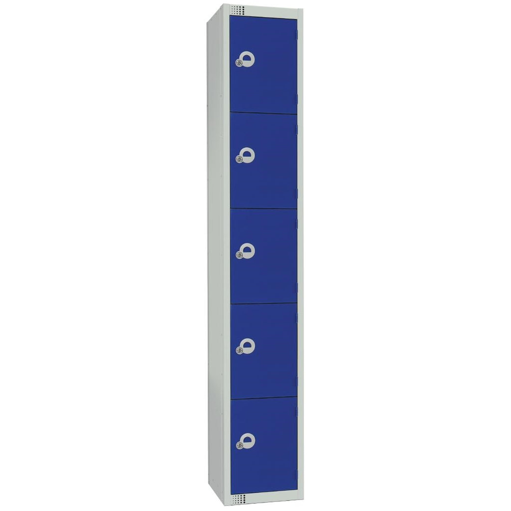 Elite Five Door Camlock Locker Blue - CG612-C Steel Lockers 300mm Deep Elite Lockers   