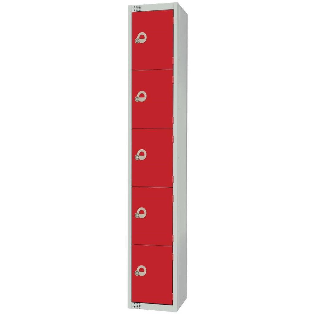 Elite Five Door Camlock Locker Red - CG613-C Steel Lockers 300mm Deep Elite Lockers   