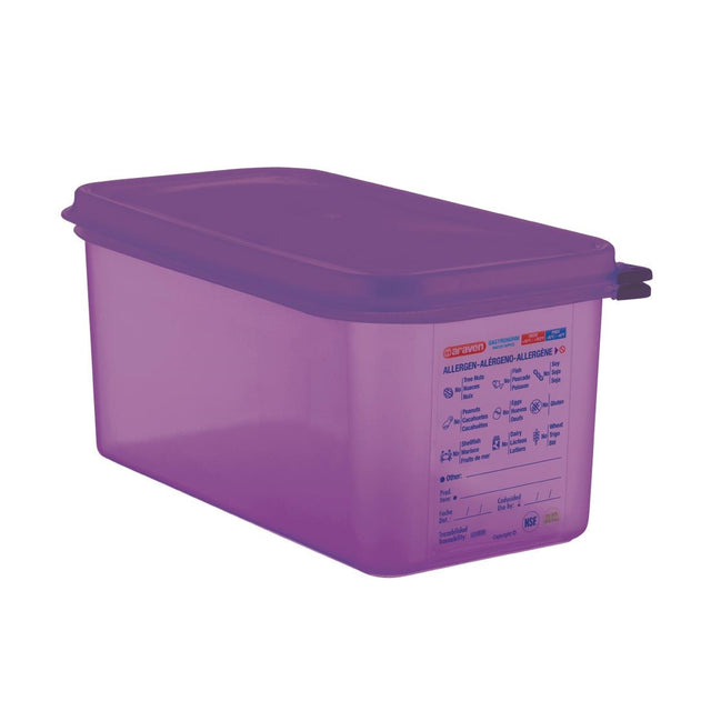 Araven Allergen Polypropylene 1/3 Gastronorm Food Container Purple 6Ltr - CM788  Araven   