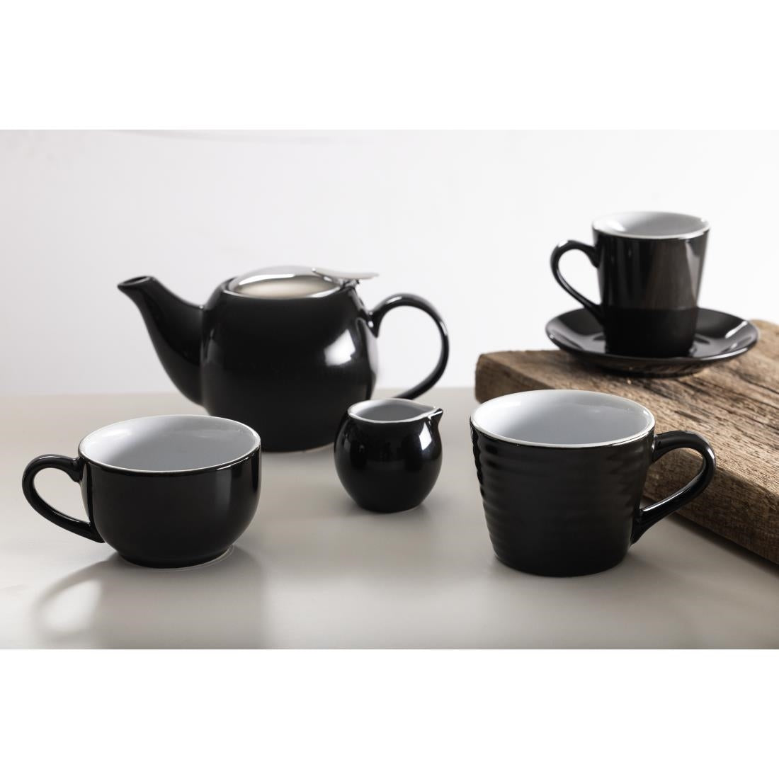 Olympia Cafe Flat White Saucer Black (Pack of 12) - CU962 Olympia Crockery Olympia   