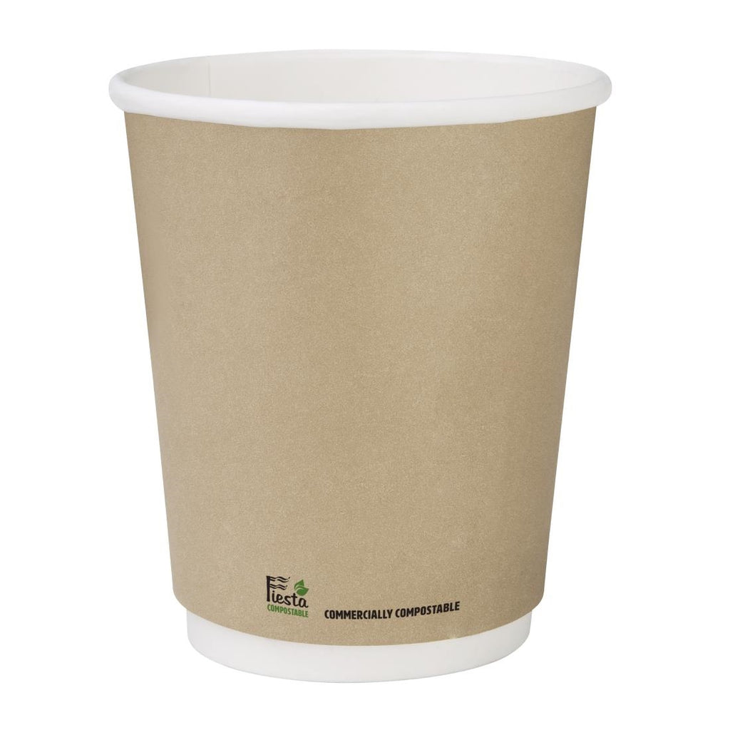 Fiesta Compostable Coffee Cups Double Wall 227ml / 8oz (Pack of 500) - CU984 Disposable Cups Fiesta Compostable   