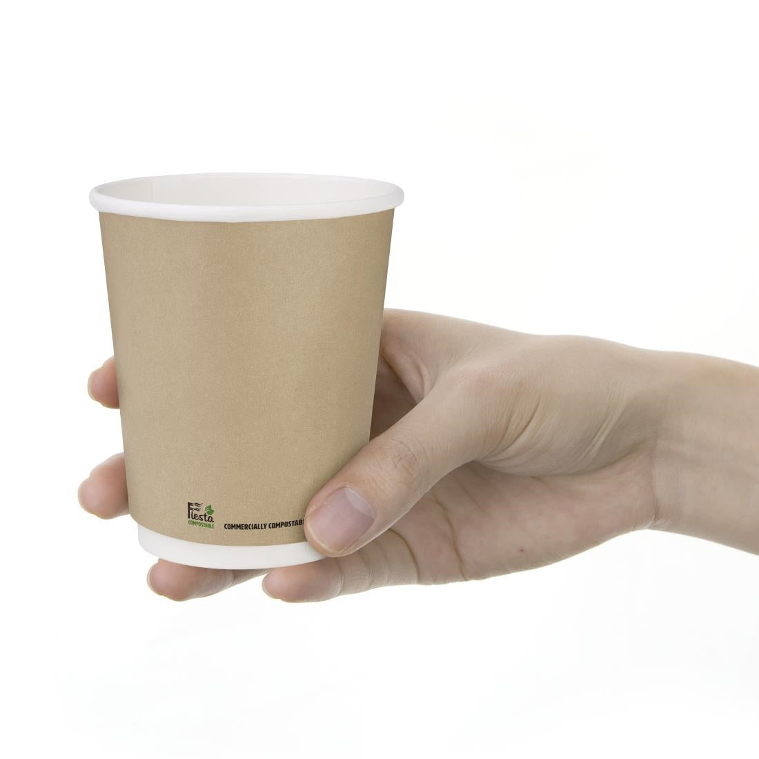 Fiesta Compostable Coffee Cups Double Wall 227ml / 8oz (Pack of 500) - CU984 Disposable Cups Fiesta Compostable   