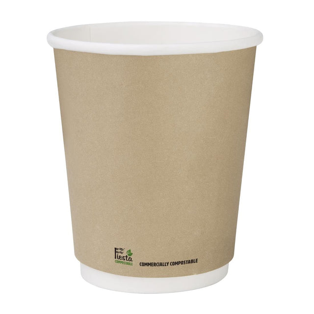 Fiesta Compostable Coffee Cups Double Wall 227ml / 8oz (Pack of 25) - CU985 Disposable Cups Fiesta Compostable   