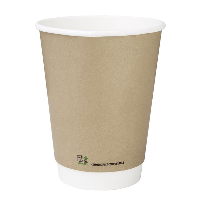 Fiesta Compostable Coffee Cups Double Wall 340ml (Pack of 500) - CU986 Disposable Cups Fiesta Compostable   