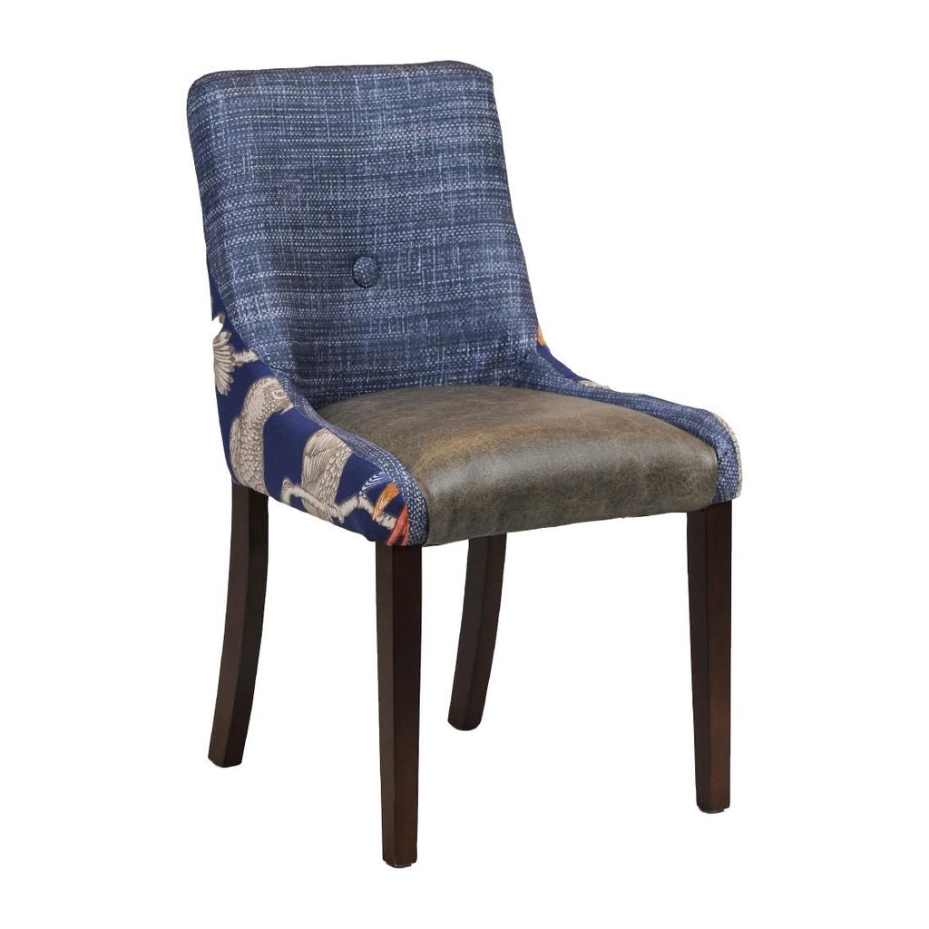 Bath Dining Chair Dark Walnut with Helbeck Midnight Back Saddle Ash Seat - CX417 Upholstered Dining Chairs Everyday   