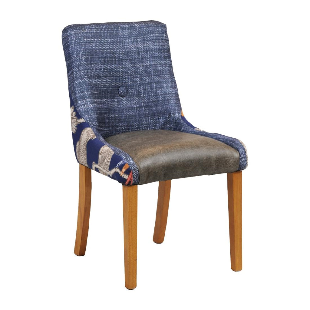 Bath Dining Chair Soft Oak with Helbeck Midnight Back Saddle Ash Seat - CX418 Upholstered Dining Chairs Everyday   