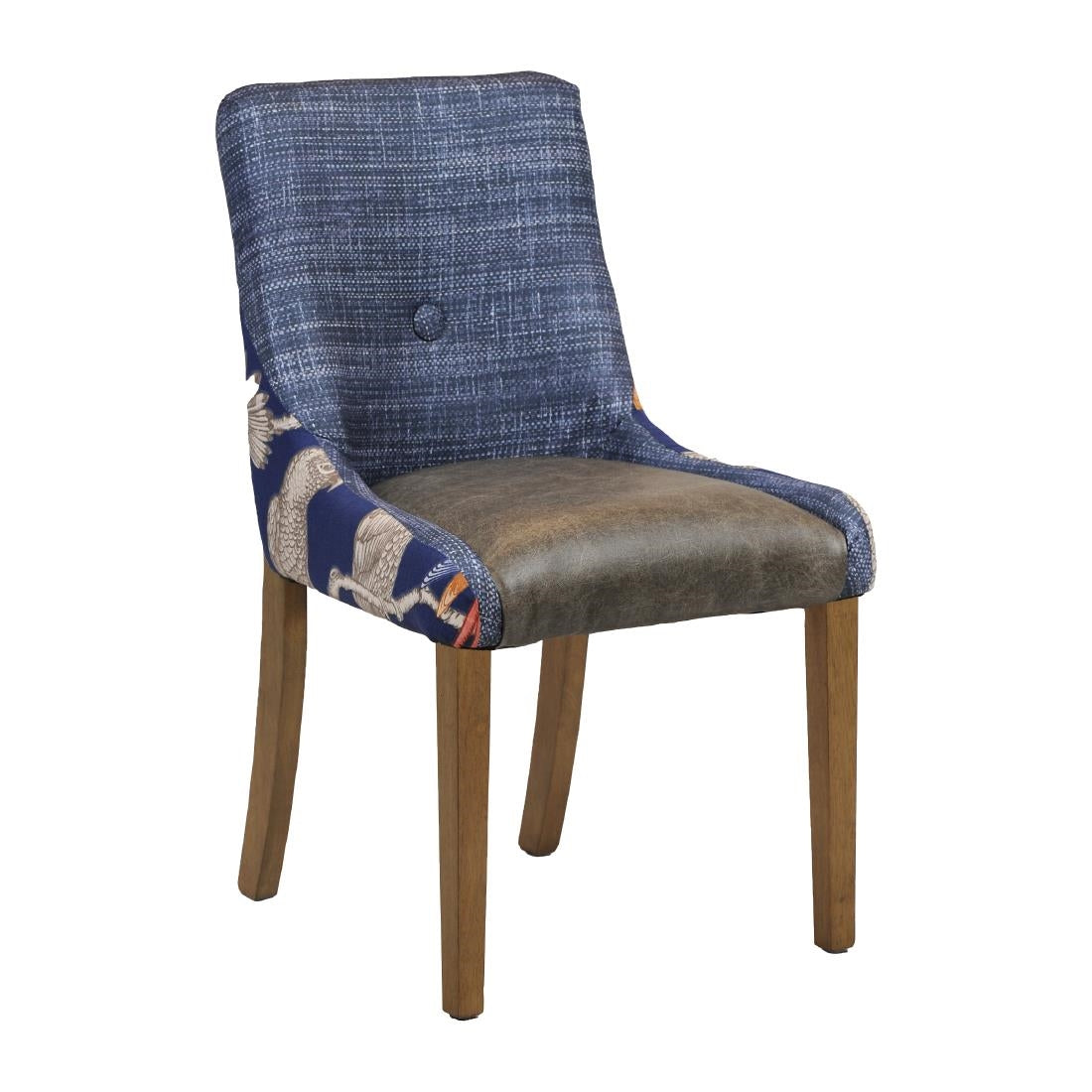 Bath Dining Chair Weathered Oak with Helbeck Midnight Back Saddle Ash Seat - CX419 Upholstered Dining Chairs Everyday   