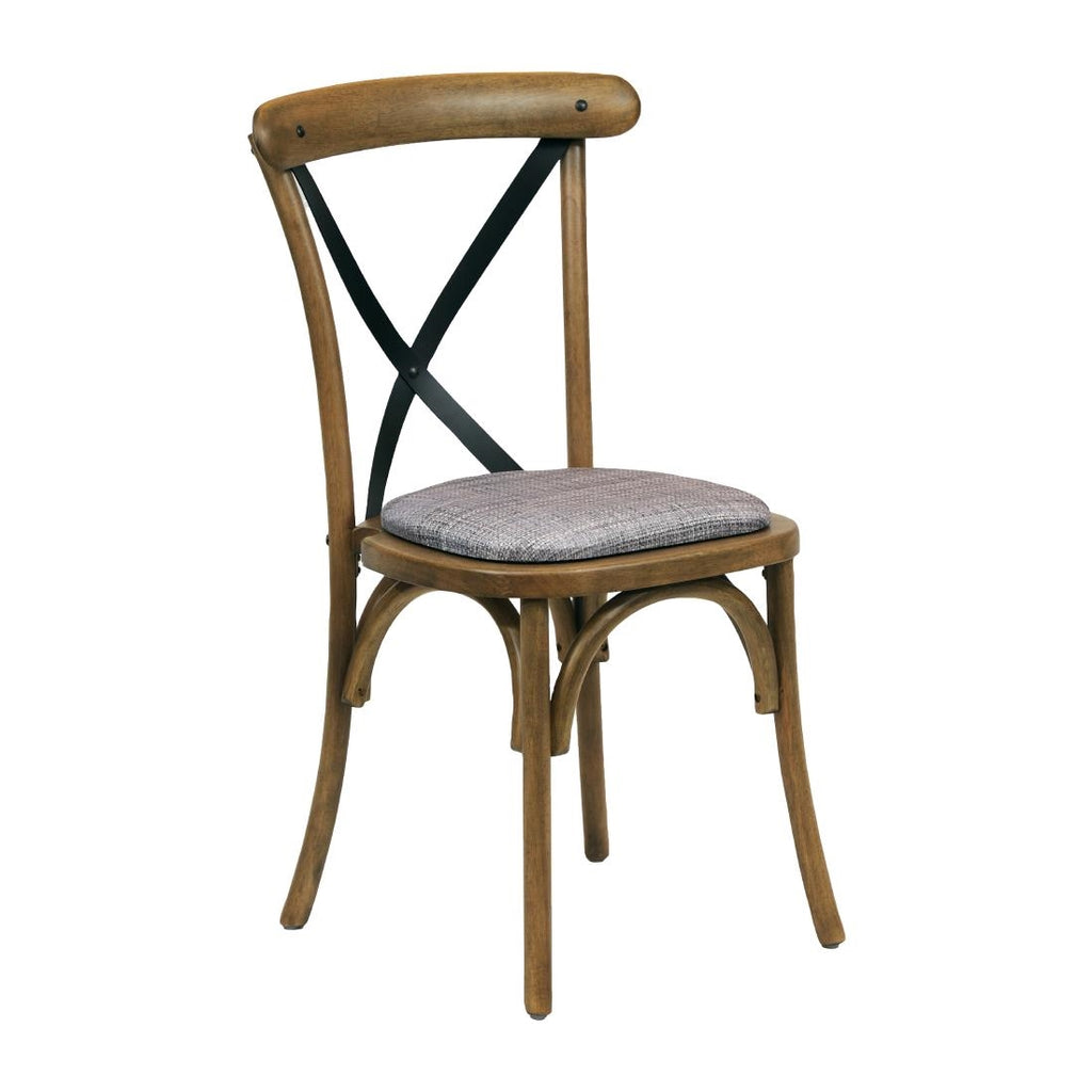 Bristol Dining Chair Weathered Oak with Padded Seat Helbeck Charcoal (Pack of 2) - CX445 Wooden Dining Chairs Everyday   