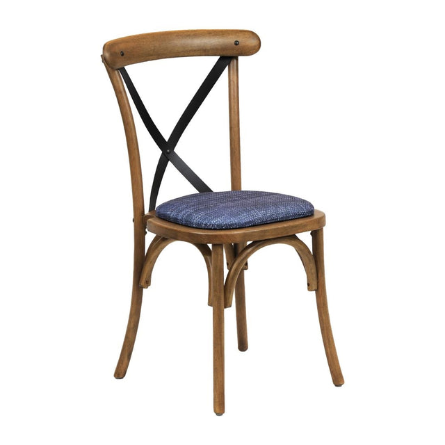 Bristol Dining Chair Weathered Oak with Padded Seat Helbeck Midnight (Pack of 2) - CX448 Wooden Dining Chairs Everyday   