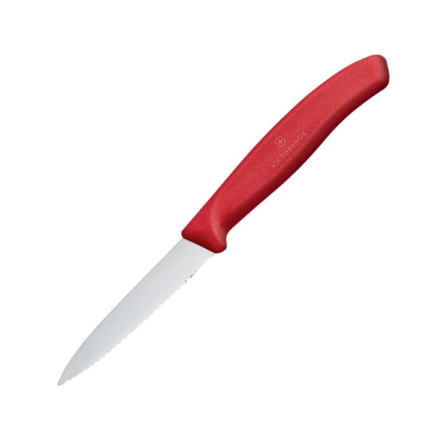 Victorinox Paring Knife Pointed Tip Serrated Edge Red 8cm - CX749  Victorinox   