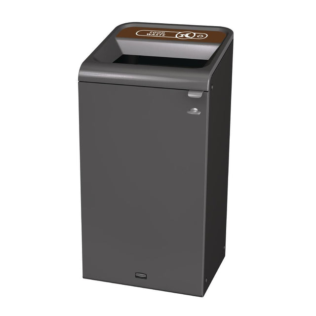 Rubbermaid Configure Recycling Bin with Food Waste Label Brown 87Ltr - CX973  Rubbermaid   