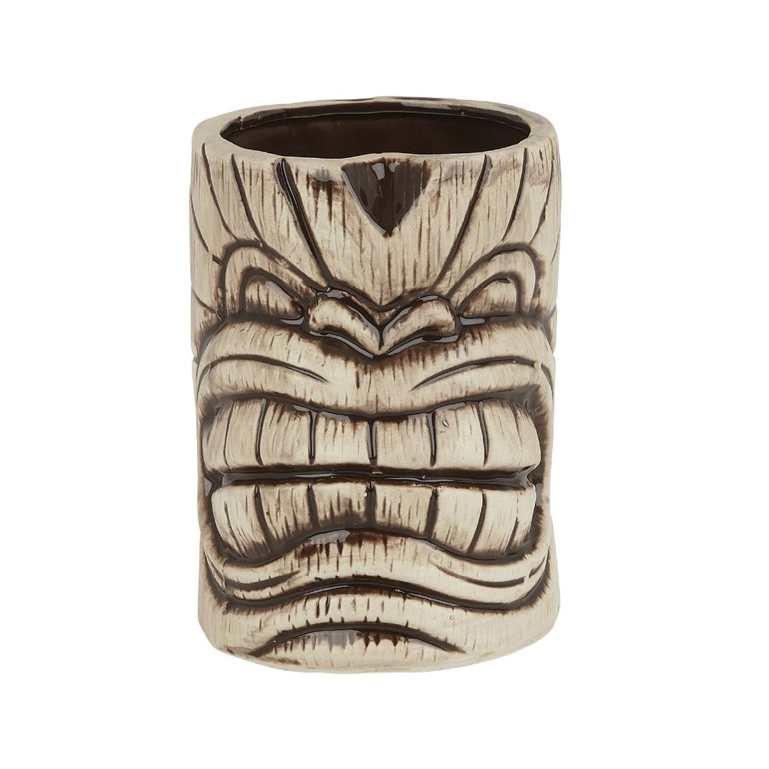 Beaumont Ceramic Toscano Kanaloa Tiki Mug Brown 450ml - CZ420 Cocktail Glasses Beaumont   