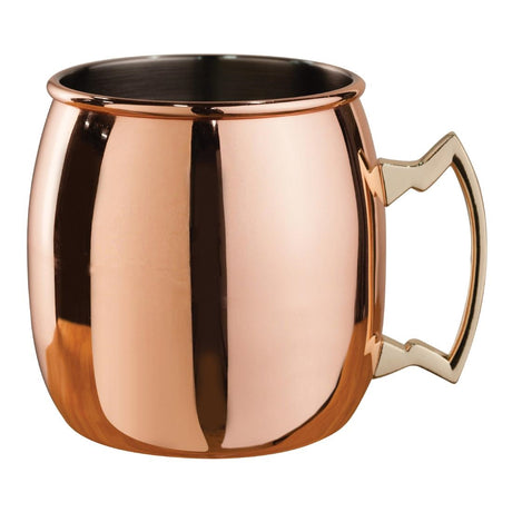 Beaumont Copper Plated Curved Moscow Mule Mug with Brass Handle 500ml - CZ545 Cocktail Glasses Beaumont   