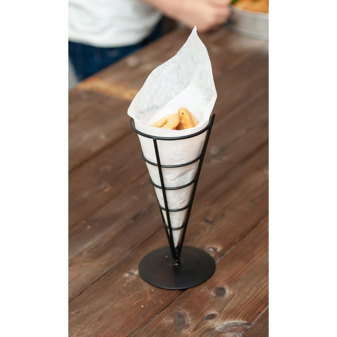 Beaumont Wire French Fry Cone And Ramekin Holder Black - CZ641  Beaumont   