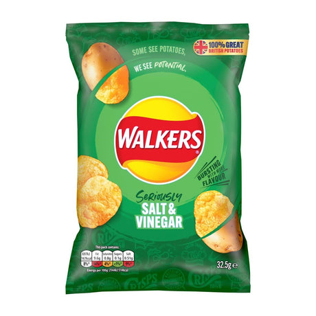 Walkers Salt & Vinegar Flavour Crisps 32.5g (Pack of 32) - CZ705  Walkers   