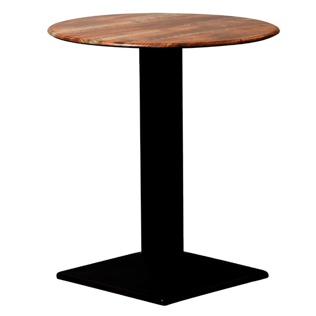 Turin Metal Base 600mm Round Dining Table w/Laminate Top in Planked Oak - CZ820 Steel Tables Everyday   