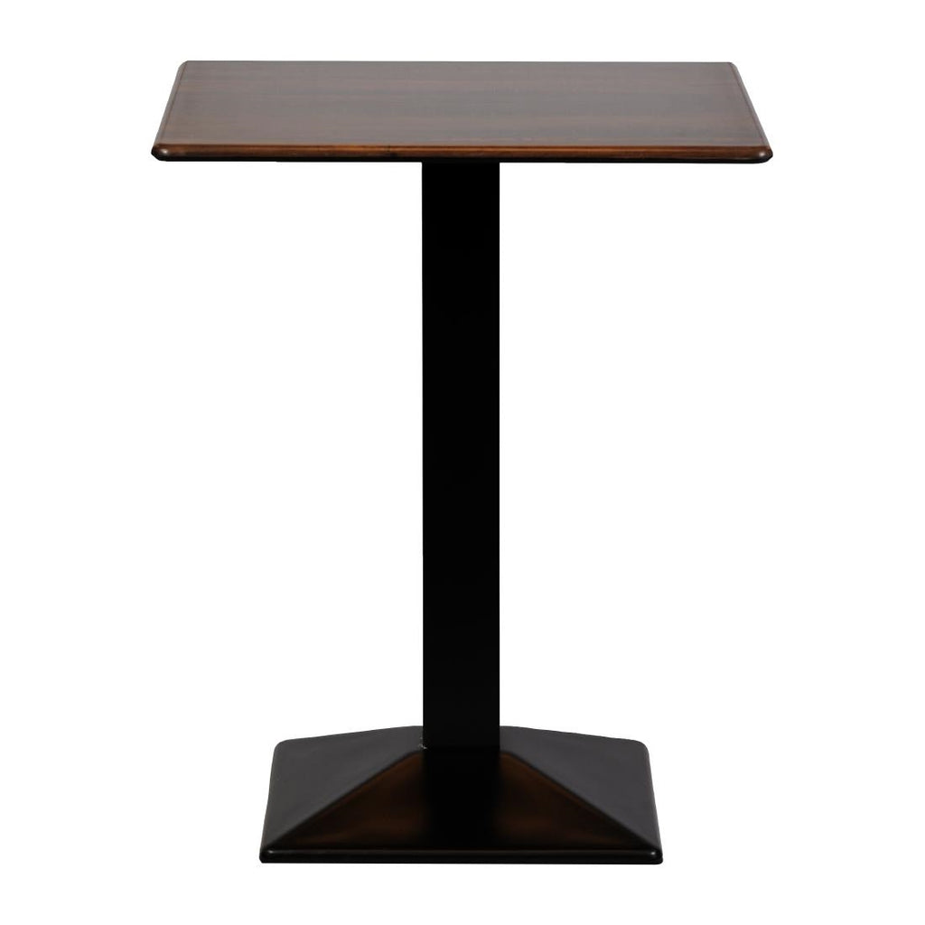 Turin Metal Base 600mm Square Poseur Table with Laminate Top in Walnut - CZ829 Steel Tables Everyday   