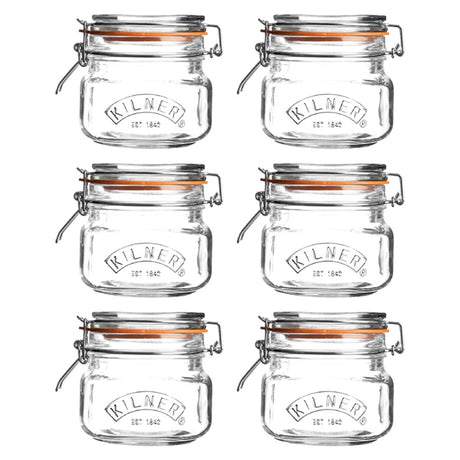 Kilner Clip Top Square Preserve Jars 500ml (Pack of 6) - CZ878  Kilner   