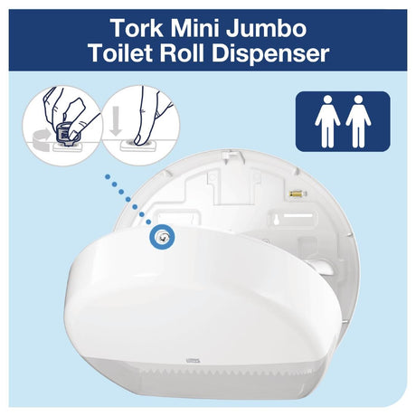 Tork Mini Jumbo Toilet Roll Dispenser White - DB463  Tork   