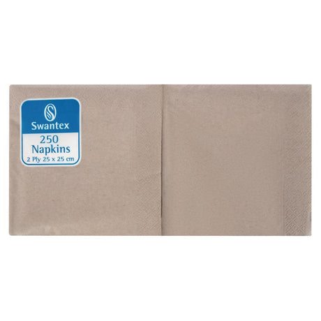 Swantex Recycled Cocktail Napkin Kraft 25x25cm 2ply 1/4 Fold (Pack of 2000) - DB485  Swantex   