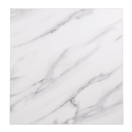 Bolero Pre-Drilled Square Table Top Marble Effect 600mm - DT444 Stone Effect Table Tops Bolero   