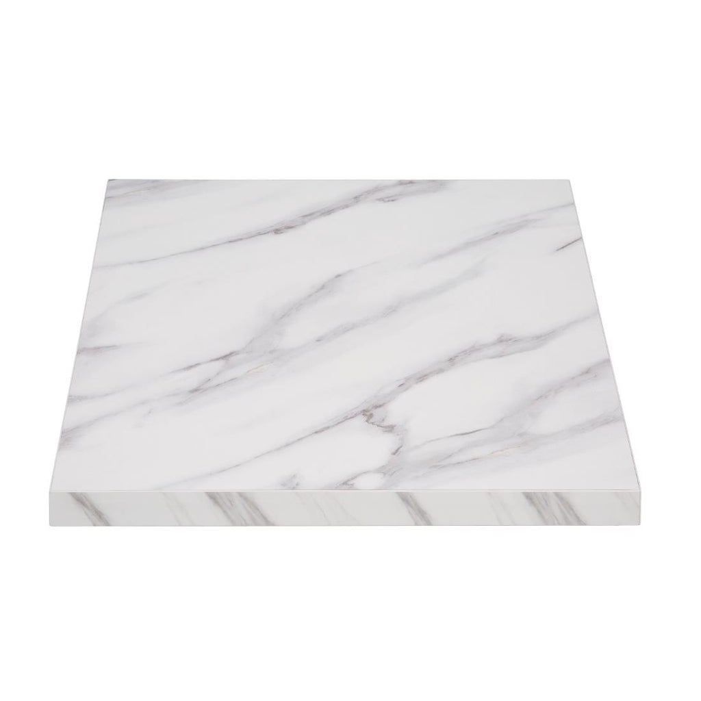 Bolero Pre-Drilled Square Table Top Marble Effect 600mm - DT444 Stone Effect Table Tops Bolero   