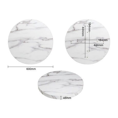 Bolero Pre-drilled Round Table Top Marble Effect 600mm - DT445 Stone Effect Table Tops Bolero   