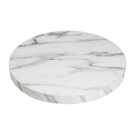 Bolero Pre-drilled Round Table Top Marble Effect 600mm - DT445 Stone Effect Table Tops Bolero   