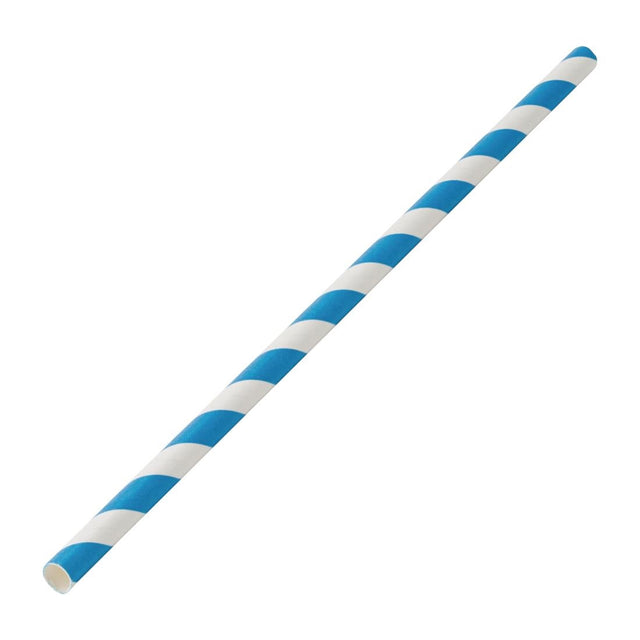 Utopia Biodegradable Paper Straws Blue Stripes (Pack of 250) - DW198  Utopia   