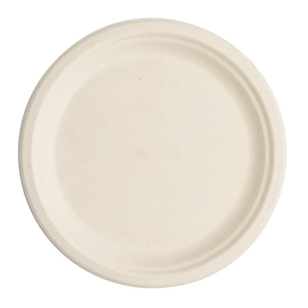 Vegware Compostable Nourish Moulded Fibre Plate Natural 9"/226mm (Pack of 500) - DX583 Disposable Plates & Bowls Vegware   