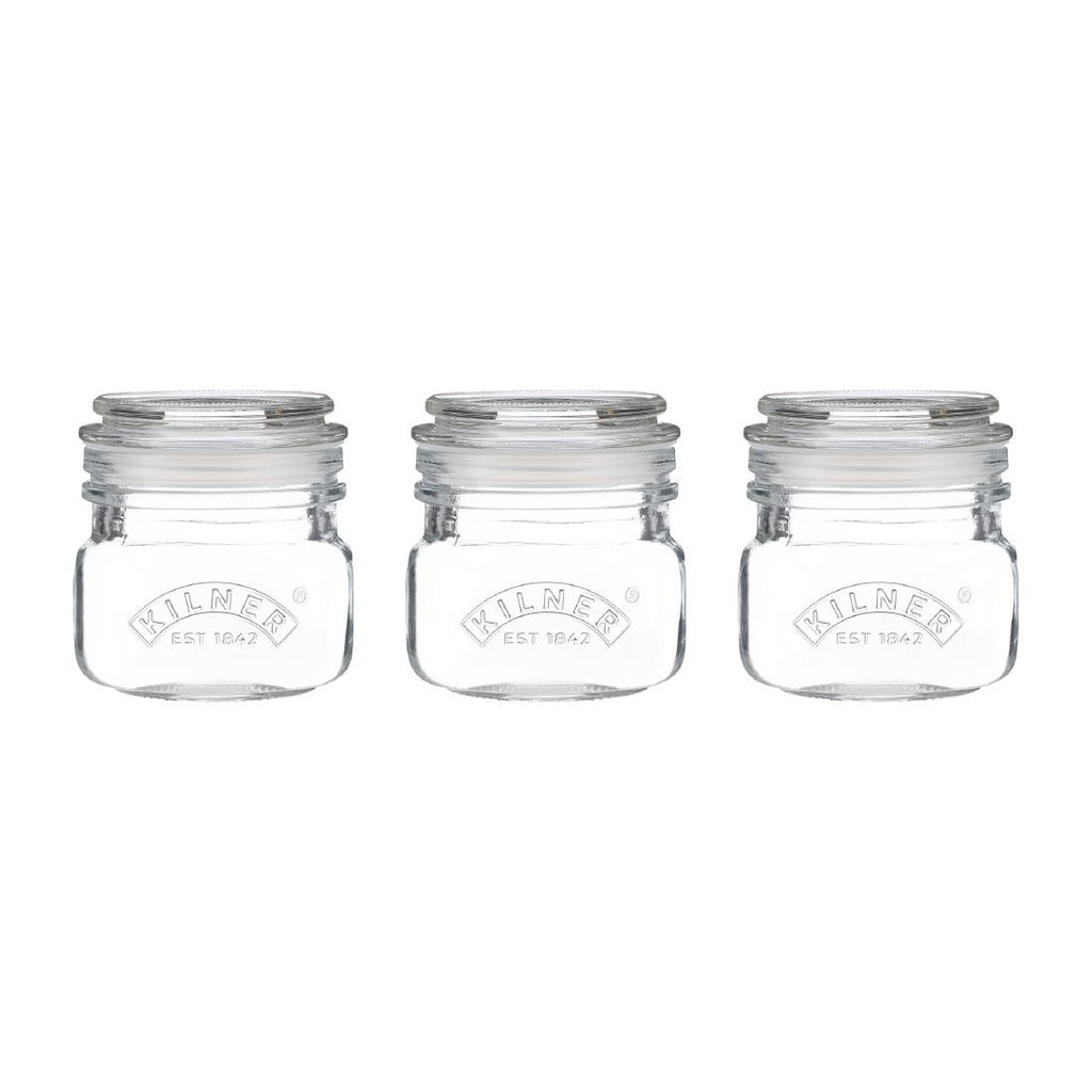 Kilner Square Push Top Jars 250ml (Pack 3) - DX953  Kilner   