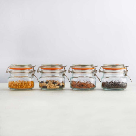 Kilner Square Clip Top Jar 0.5Ltr (Pack 4)     - DX961  Kilner   