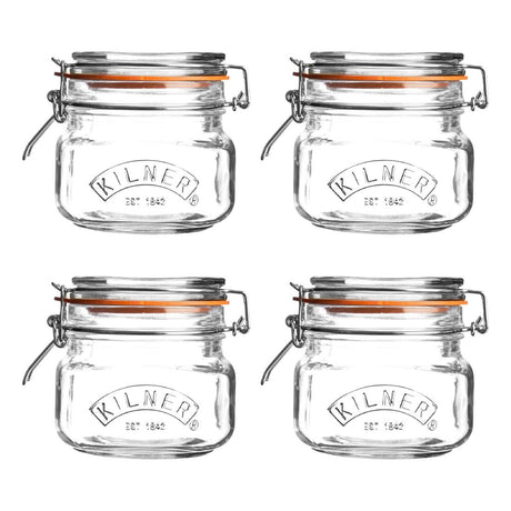 Kilner Square Clip Top Jar 0.5Ltr (Pack 4)     - DX961  Kilner   