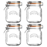 Kilner Square Clip Top Jar 1Ltr (Pack 4)                - DX962  Kilner   