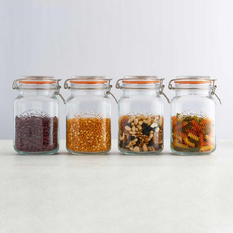 Kilner Square Clip Top Jar 1.5Ltr (Pack 4)          - DX963  Kilner   