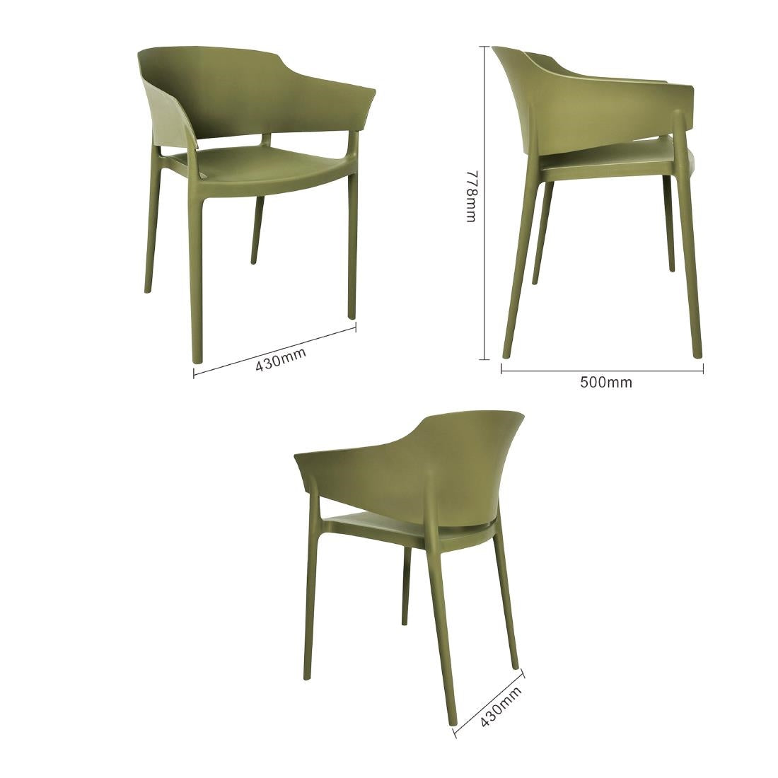 Bolero Lorenzo Cafe Chairs Green Tea (Pack of 2) - DX971 Plastic Chairs Bolero   