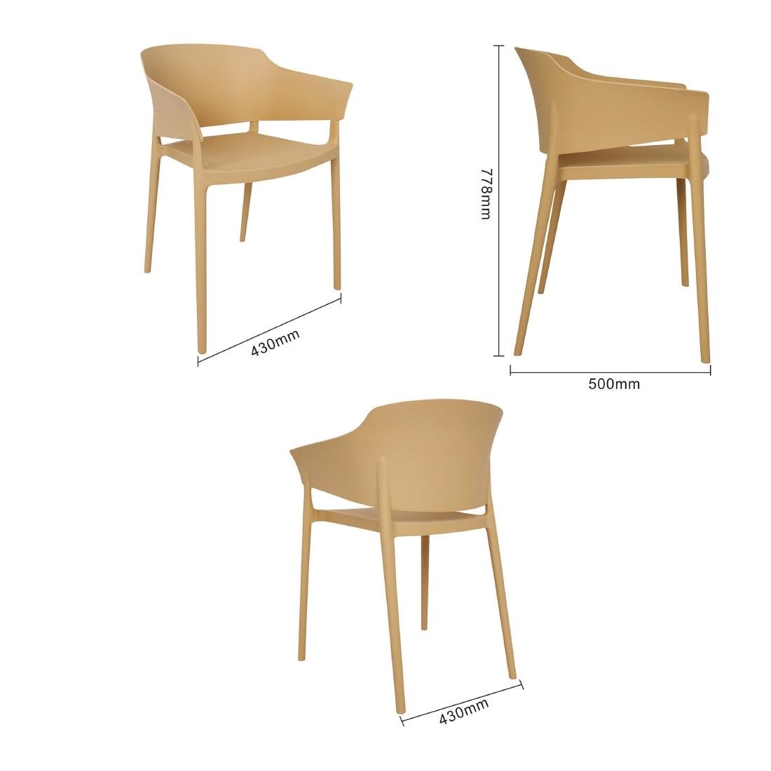 Bolero Lorenzo Cafe Chairs Warm Cream (Pack of 2) - DX972 Plastic Chairs Bolero   