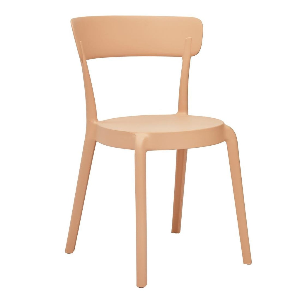 Bolero Mila Café Chairs Light Salmon (Pack of 2) - DX975 Plastic Chairs Bolero   