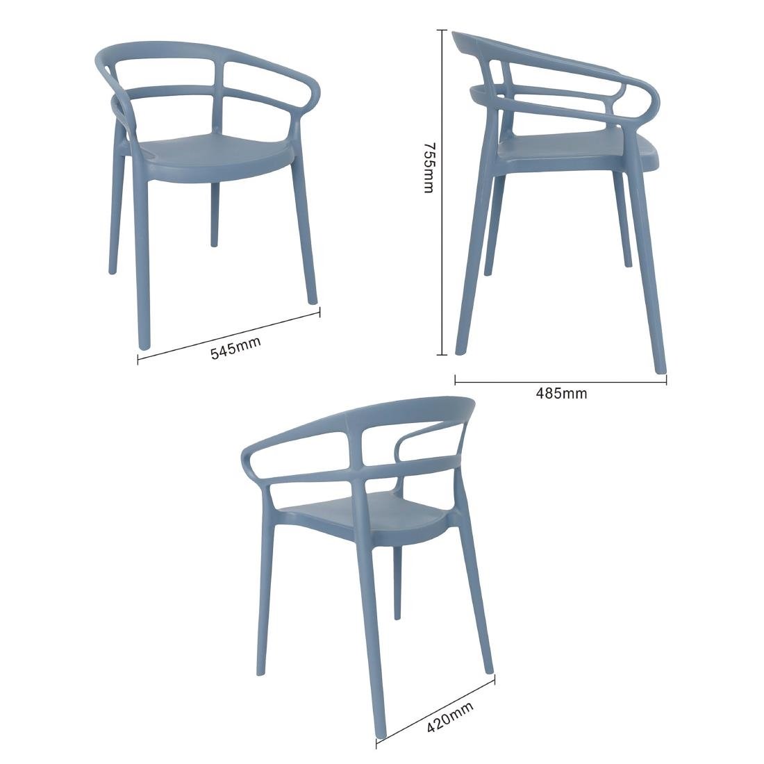 Bolero Mateo Café Chairs Slate Blue (Pack of 2) - DX980 Plastic Chairs Bolero   