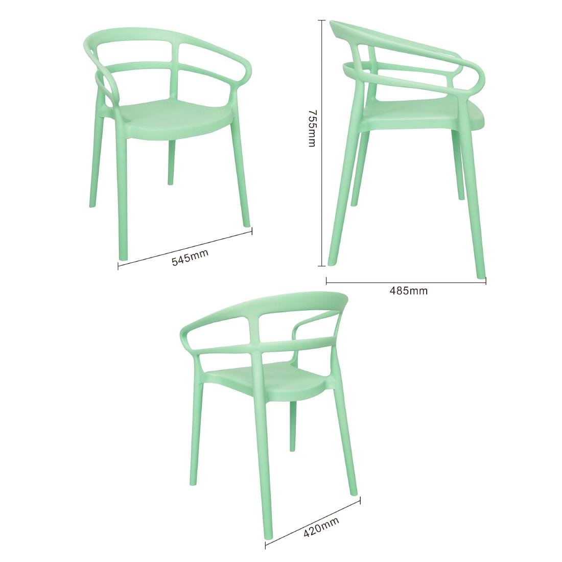 Bolero Mateo Café Chairs Mint Green (Pack of 2) - DX981 Plastic Chairs Bolero   