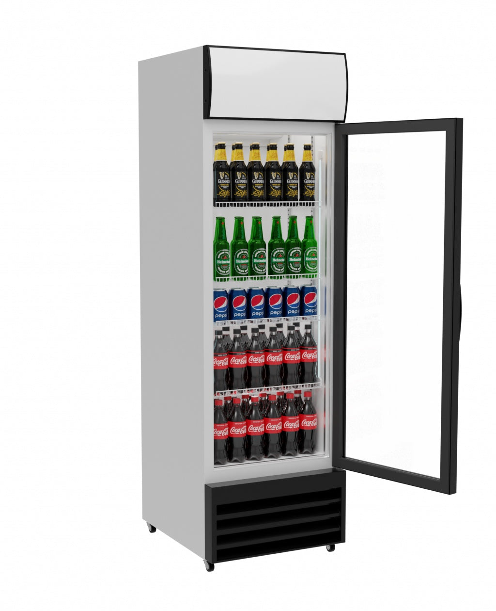 Empire Premium Single Door Display Cooler Fridge with Merchandising Canopy - SS-P360WA-EE Upright Double Glass Door Chillers Empire   